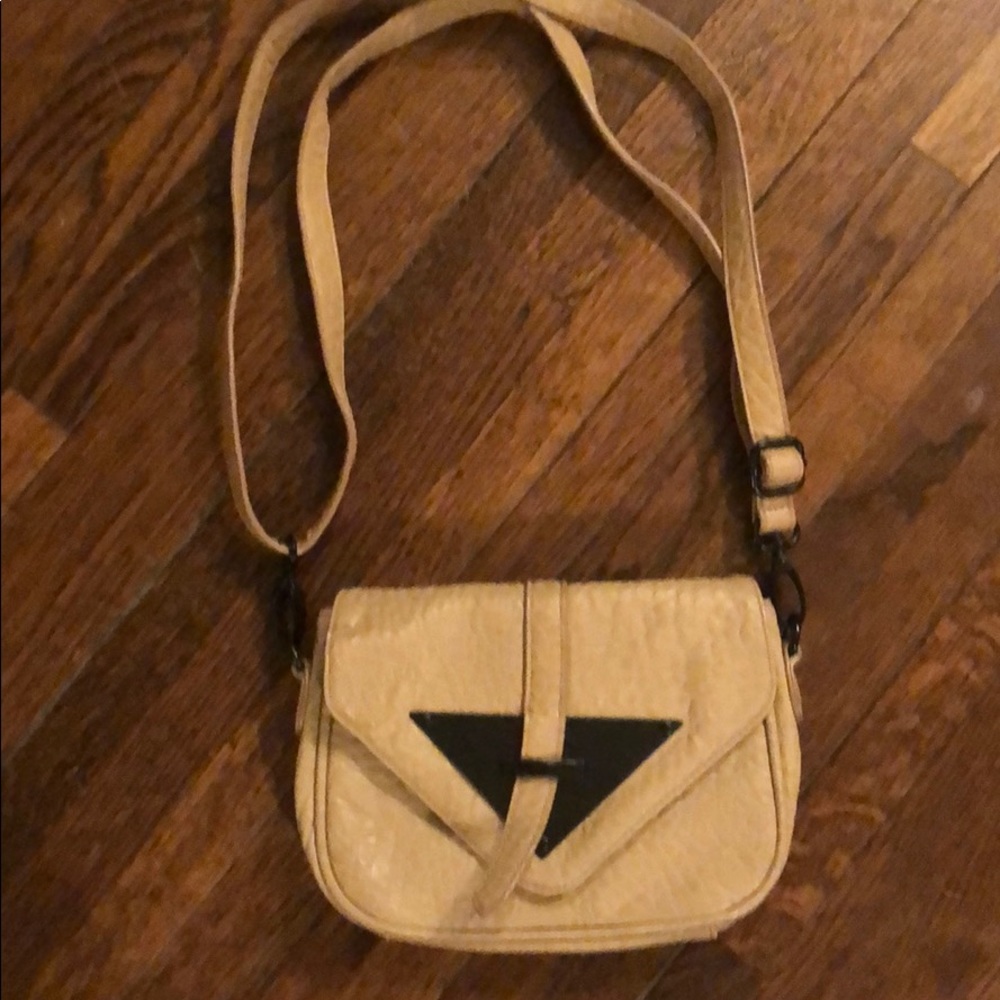 Tan color genuine leather pouch bag